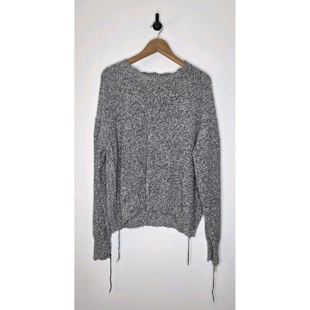 Helmut Lang Distressed Sweater Women's Size Large Gray Wool Cashmere Blend